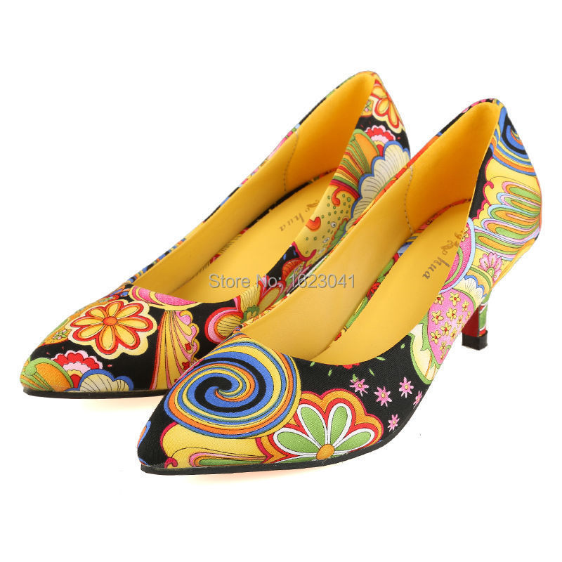 Aliexpress.com : Buy New Flower Design Ladies Low Heels Shoes Sexy ...