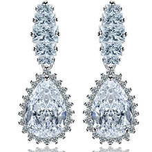 New Luxury silver Plated long crystal earrings for women wedding bride jewelry accessories brincos 4 colors 002-14