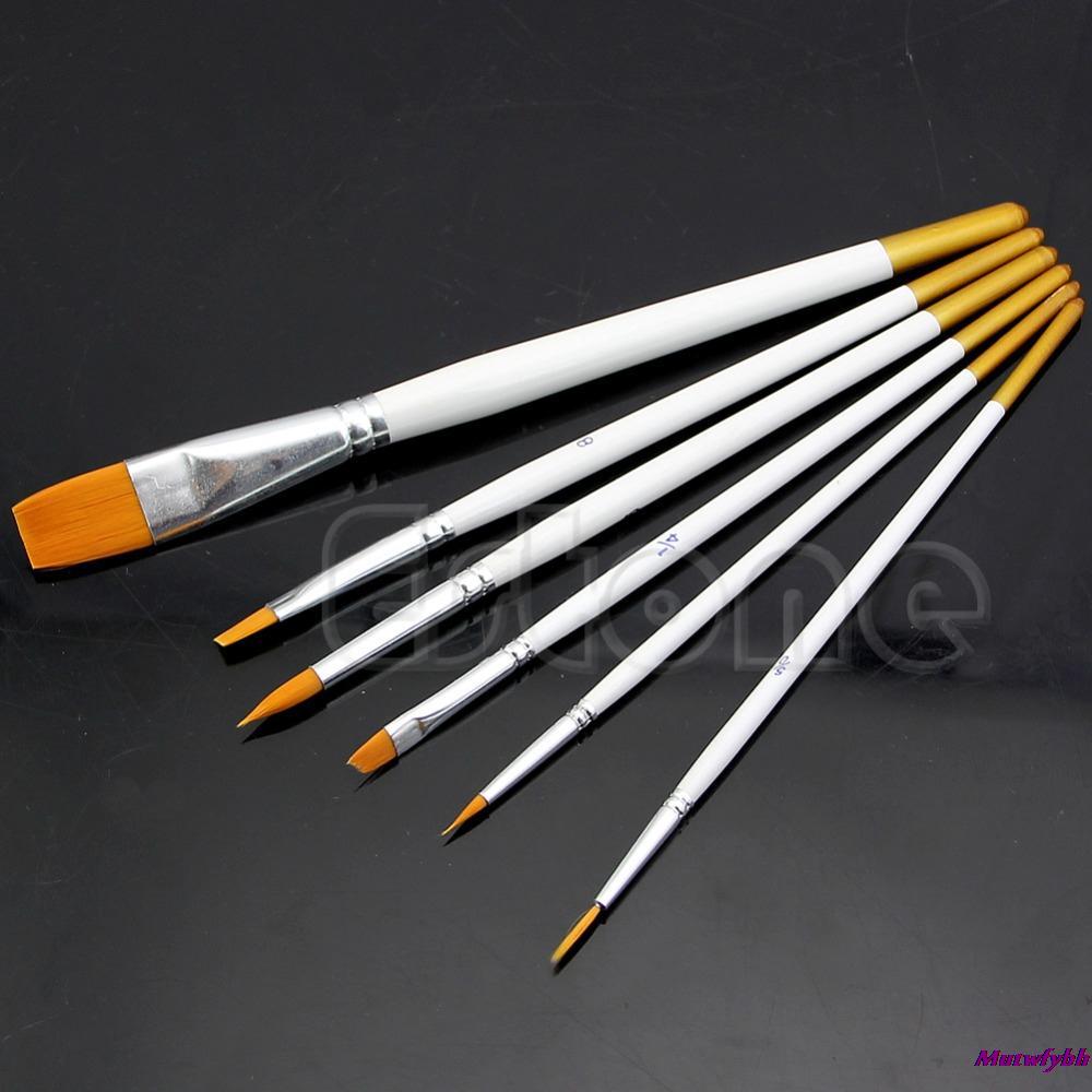 Free shipping Set of 6Pcs Professional Artist Brush Paint Nylon Hair Watercolor Oils Acrylics