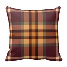 Pillow Cover Print Earthy Plaids Tartan Pattern Cushion Pillow Case (Size: 45x45cm) Free Shipping