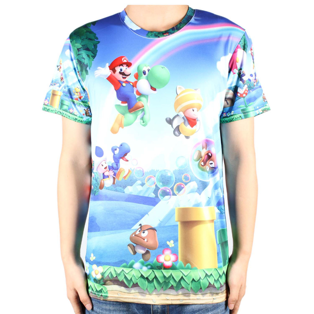 Cheap mens game tshirts with fashion designs short sleeve interesting cartoon super mario t-shirt 