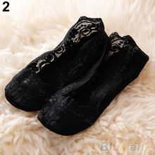 Fashion Women s Cotton Lace Antiskid Invisible Liner Low Cut Socks 2K8G
