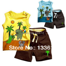 Toddlers Boy s Outfits Clothes Set Coconut Tree Pattern Sleeveless Tops Pants 0 3Y Free Drop