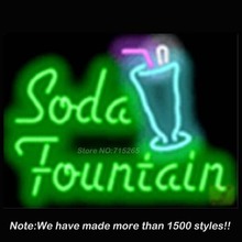 New Soda Fountain neon Beer Bar Pub Light Sign Real Glass Tube Beer Bar Pub Neon Sign Lights for Store Display Advertising17*14