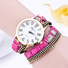 New Arrival Rivet Leather Strap Bracelet Watches 2015 Geneva Brand Fashion Casual Watch Gold Link Chain