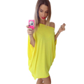 Autumn Women Sexy Irregular Loose Evening Party Dress Female Casual Shoulder Off Bandege Tunic Bat Sleeve