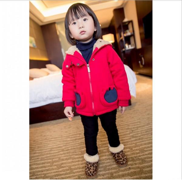 Children's Winter Coat Baby girls thicken Hoodies Outwear girl's Christmas Plush Coats Clothes Kids Clothing WD1602