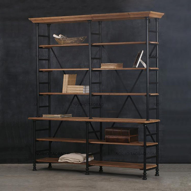 American country vintage wrought iron shelf storage rack sol.