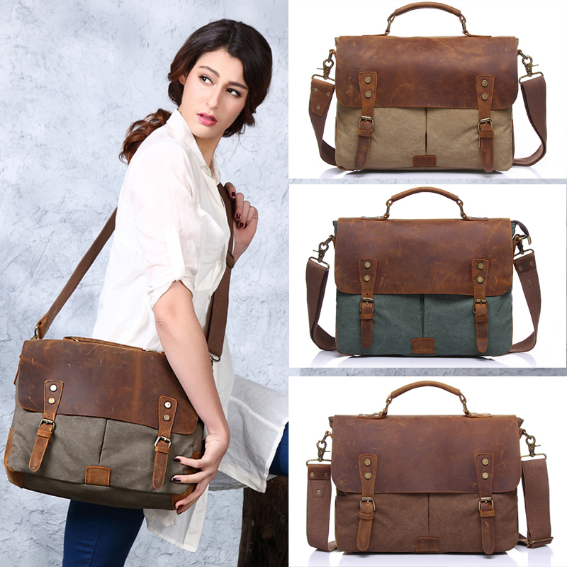 2015 Canvas leather men messenger bags Vintage crossbody bags for women Casual Men&#39;s travel bags ...