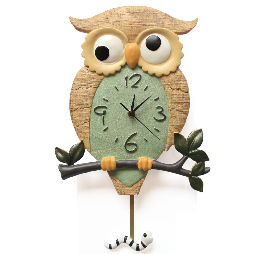 Wall clock personality quiet art fashion creative living room large digital owl clock