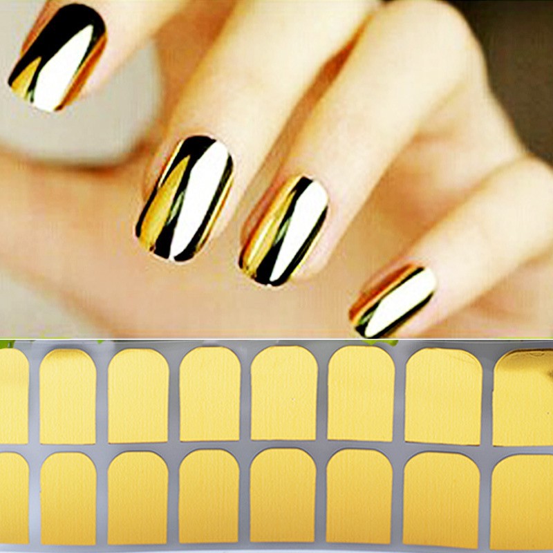 Beauty Design Nail Art Stickers Gold Nail Foil Stickers Decals Gel Nail Patch Tips Manicure Calcomanias