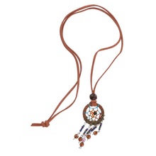 Light Brown Dreamcatcher Necklace Handmade Pendant Indian Dream Catcher Korea Velvet Jewelry 1PC