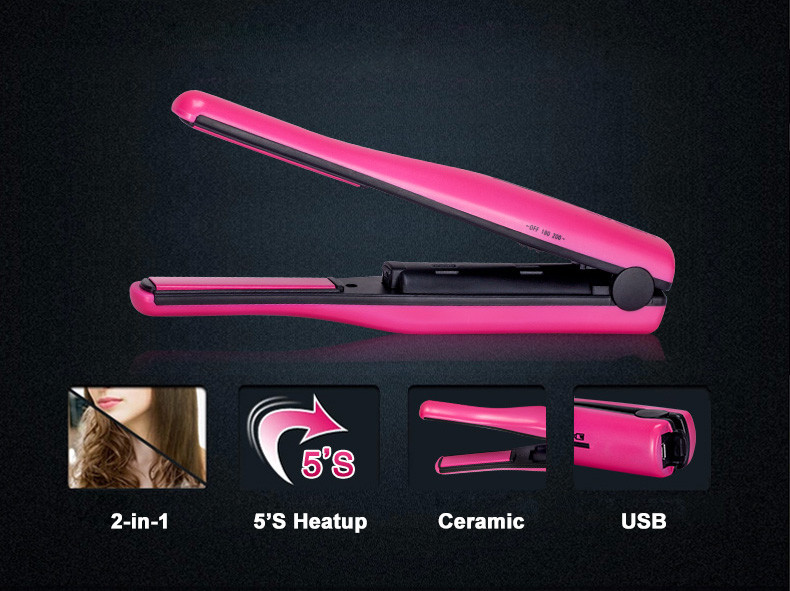 wireless rechargeable mini hair straightener USB cordless ftat iron for travel (16)