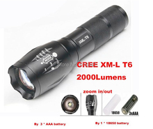 Free shipping UltraFire E17 CREE XM-L T6 2000 Lumens Zoomable Cree LED Flashlight Torch Light Lamp For 3xAAA or 1×18650