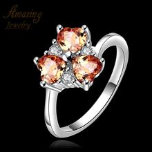 Brand new Jewelry silver Plated vintage big crystal sapphire CZ diamond ruby heart lord of the