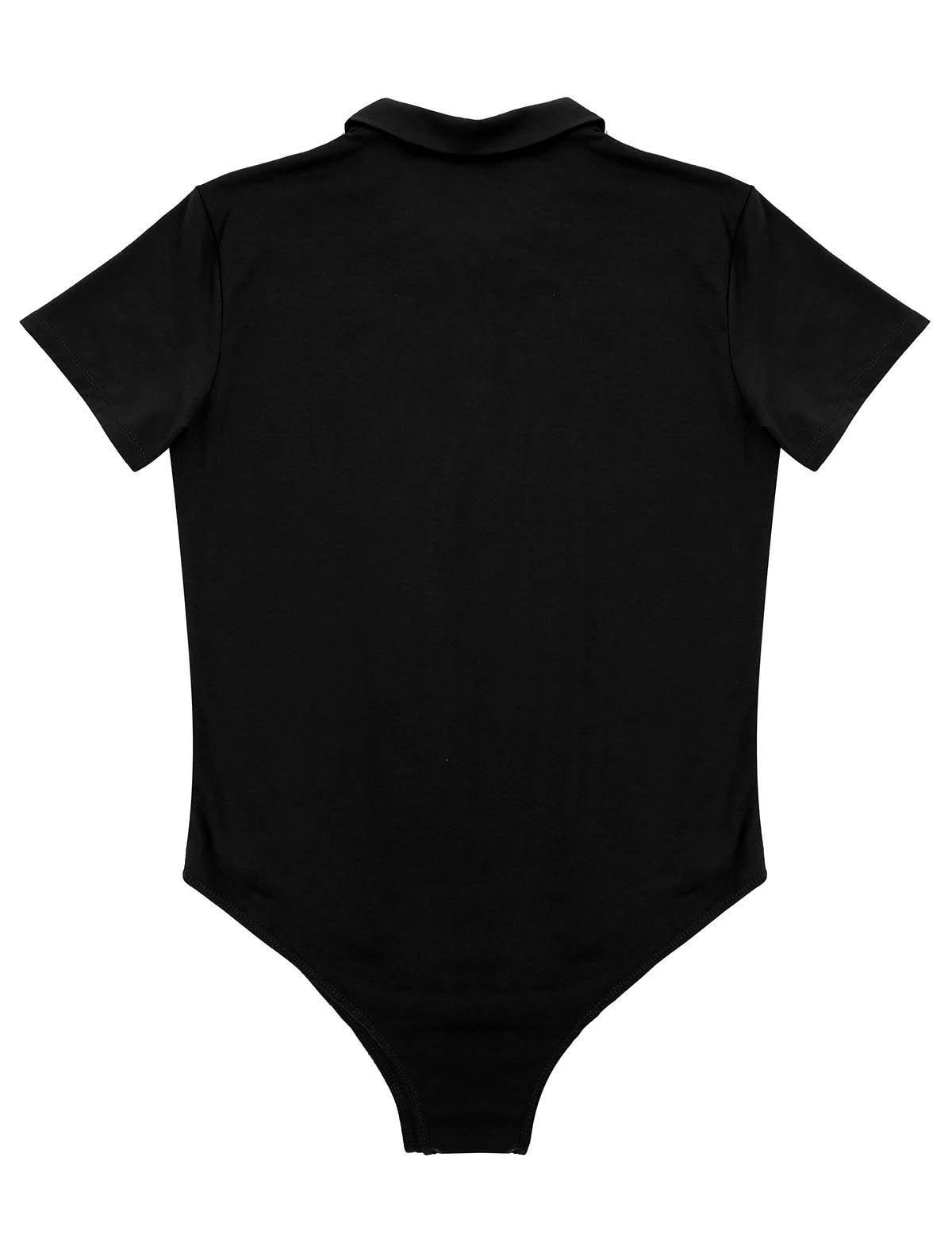 Male Mens Bodysuit One Piece Lingerie Short Sleeve Turn down Collar Snap Crotch Shirt Bodysuit