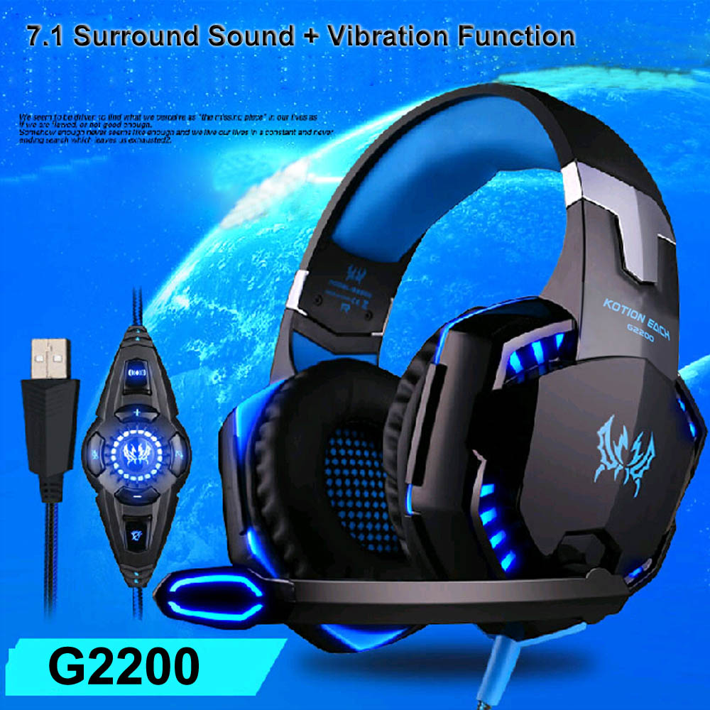 KOTION EACH G2200 Gaming Headphone Headset Earphone USB 7.1 Surround Sound Version Vibration with Mic Update From EACH G2000