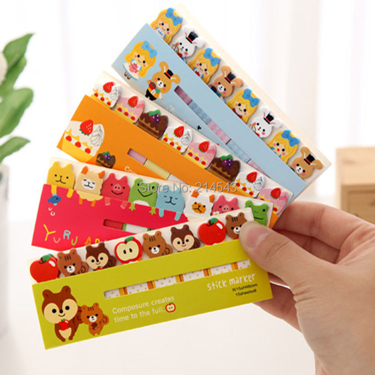 AliMing Funny Animal Stickers Memo Sticky Notes Portable Post-It Bookmark Marker Home/Office Color Random