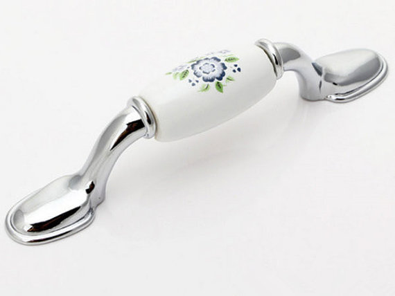 Ceramic Kitchen Cabinet Pulls Handles Knobs White Silver Blue Blossom Ceramic Kitchen Cabinet Pulls Handles Knobs White Silver Blue Blossom