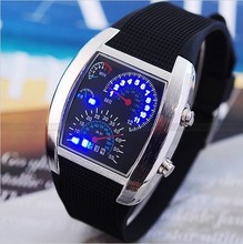 Nueva moda diseño azul de luz LED aviación del reloj del deporte Dot Matrix reloj para hombre