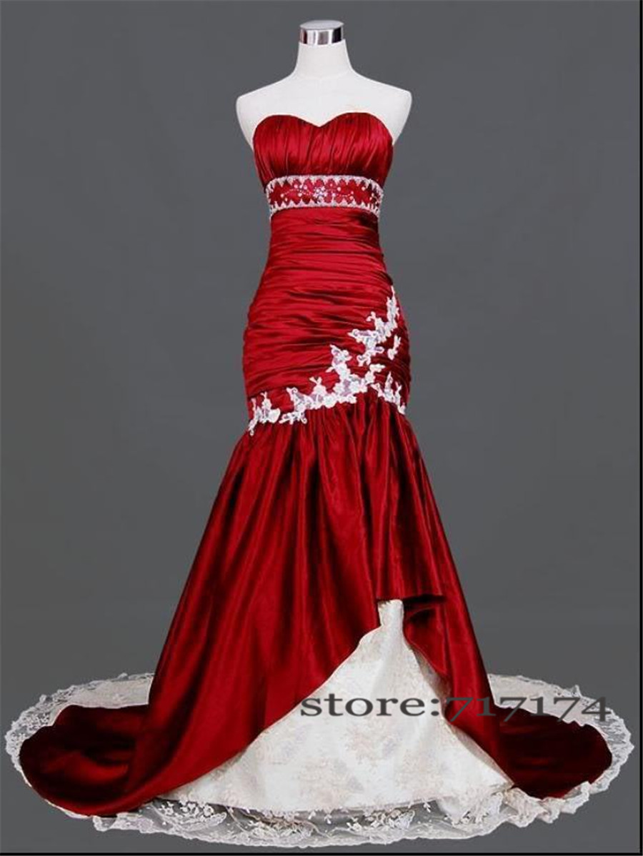 красное белое свадебное платье фото