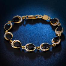 Trendy Toggle-clasps Water Drop Austrian Crystal Bracelets For Women Gold Plated 6 Colors Bangles Wedding Jewelry Gifts E0163