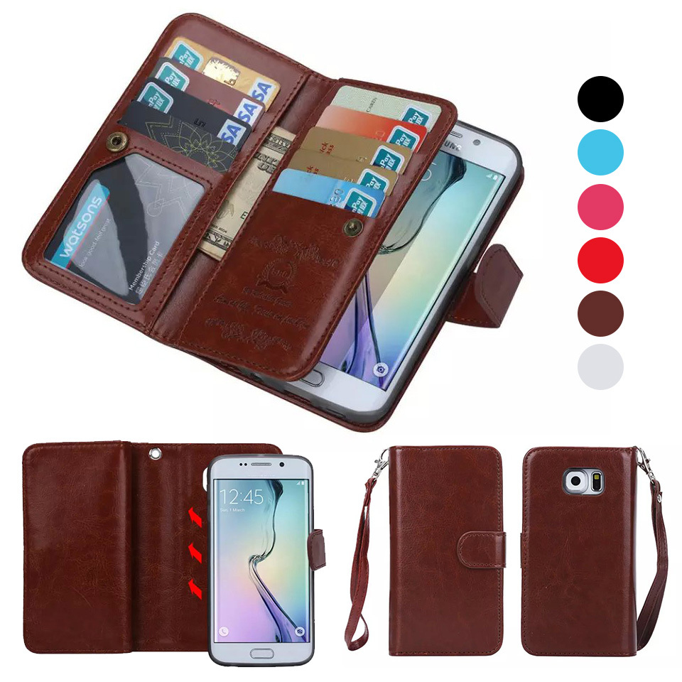 Magnetic Wallet Leather Case for Samsung Galaxy S6 Edge Plus Cover with Card Slot Photo Frame