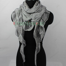 Stylish Fashion Women Girl s Stitching Chiffon Trim Ruffle Triangle Scarf Shawl Wrap New