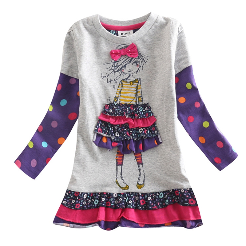 wholesale 2015 spring/autumn girl dress children clothing character casaul kids clothes girls dresses cotton long sleeve H3360