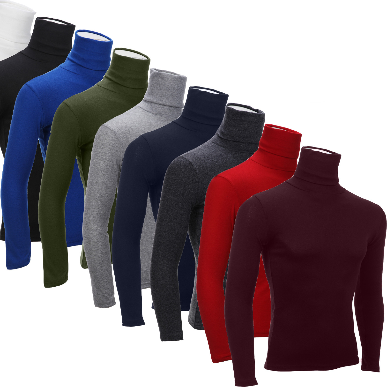 Mans Turtleneck T Shirts Men Casual Solid Long Sleeved T Shirts Autumn Winter Mans Slim Tshirts