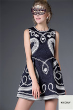 kiccoly 2016 fashion Italy Dress Girl brand summer dress Disk rope embroidery dress family matching outfits maxi Women dress