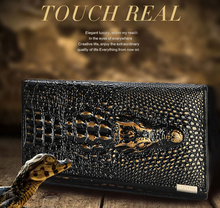 2015 New 100 Genuine good leather brand women wallets 14colors Crocodile 3D purse wholesale fashion leather