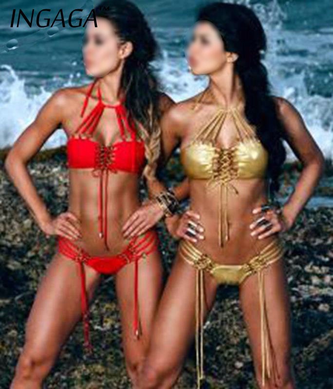 New-high-neck-halter-bikini-strappy-bandage-bikini-bandage-swimsuit-bandage-halter-swimwear-triangle-bandage-bathing