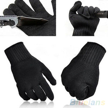 1 Pair Black Protect Stainless Steel Wire Safety Cut Metal Mesh Butcher Gloves  2KA6