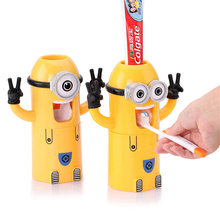 Wholesale Cute Cartoon Minions Multi Function Auto Toothpaste Dispenser Toothbrush Holder Stand And Tooth Glass