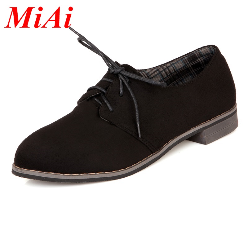 plus Size 34-43 fashion flats shoes woman nubuck leather lace up casual shoes zapatos mujer platform shoes women flats shoes