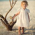 Cotton Lace Girl Dress Kids 2017 Summer New Embroidered Children Clothes White Lace Princess Korean Cute