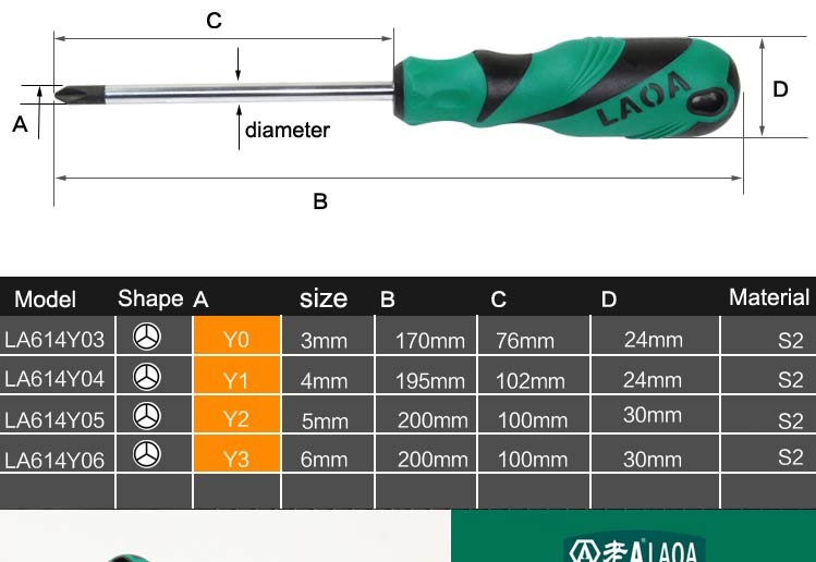  LAOA  S2 Y type  Y shape Y-shape Shaped Magnetic Tips screwdriver bolt Screw Driver Special Screwdrivers