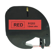 Compatible for dymo LetraTag plastic Tape 12mm*4m 91203 black on red Label Tape dymo printer label maker typewriter ribbon
