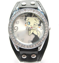 Drop shipping Brand new betty boop crystal wrist watch gift for children