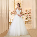 2016 Hot W1295 Fashion Detachable Train 2 in 1 Lace A Line Wedding Dress Spaghetti Straps