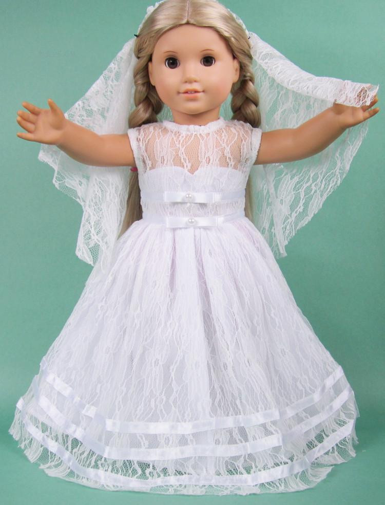 18 Inch American Girl Dolls Clothes Manually White Wedding Dresses
