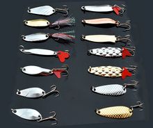 14 part suite lure combination set metal spoon lure set  fishing tackle set Free shipping super value