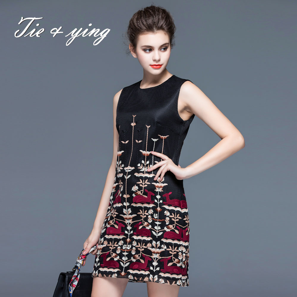 Chinese traditional clothing women vintage royal embroidery sleeveless dress 2015 autumn and winter slim elegant puls size dress