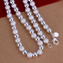 8MM sanding beads silver plated Necklace Fashion Jewelry
