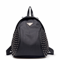 Korean Style Trendy Backpack 2016 New Women Solid Color Rivets Oxford Bag Preppy Style Fashion Preppy