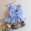 2016 summer baby clothing set baby boy and girl s Cotton brand big bow sfashion suit