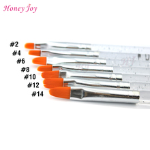 7PCS Nail Brushes Acrylic Flat UV Gel Builder Brush Nail Art Tips Painting Pen Glitter Acrylic Handle Design Salon DIY Nail Tool