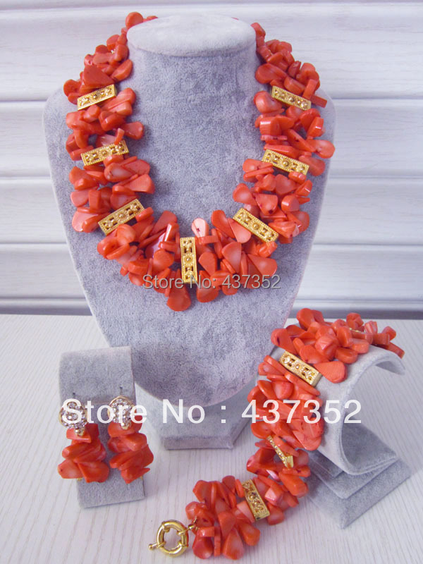 Amazing! Charming Pink Coral Beads Jewelry Set African Wedding Jewelry Set Necklace Bracelet Clip Earrings CWS-053