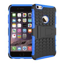 Free Shipping Dual Layer Armor Silicone + Hard Shell Hybrid Kickstand Case Cover For Apple iPhone 6 4.7” ShockProof For iPhone6